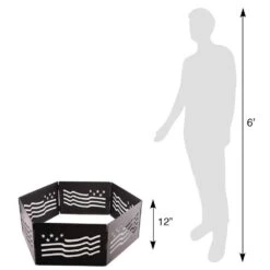 The Zion 36 In. X 12 In. Hexagon Steel Portable Folding Wood Fire Pit Ring With Carrying Bag - Stars And Stripes -Fire Place Store black powder coated blue sky outdoor living fire pit covers and accessories ffr3612sb 1d 1000