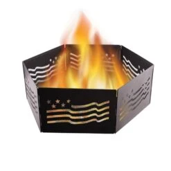 The Zion 36 In. X 12 In. Hexagon Steel Portable Folding Wood Fire Pit Ring With Carrying Bag - Stars And Stripes -Fire Place Store black powder coated blue sky outdoor living fire pit covers and accessories ffr3612sb 40 1000
