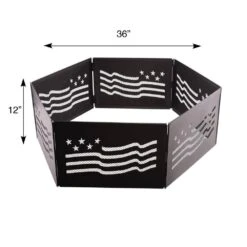The Zion 36 In. X 12 In. Hexagon Steel Portable Folding Wood Fire Pit Ring With Carrying Bag - Stars And Stripes -Fire Place Store black powder coated blue sky outdoor living fire pit covers and accessories ffr3612sb 66 1000
