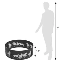 Decorative Horse Fire 36 In. X 12 In. Round Steel Wood Fire Pit Ring -Fire Place Store black powder coated blue sky outdoor living fire pit covers and accessories fr36hrs01 66 1000
