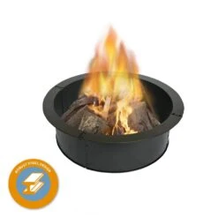 Heavy-Duty 28 In. X 10 In. Round Steel Wood Fire Pit Ring with 2.7 Mm Steel -Fire Place Store black powder coated blue sky outdoor living wood burning fire pits fr28 40 1000