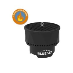 The Ridge 15.7 In. X 12.5 In. Round Steel Wood Pellet Portable Patio Fire Pit With Spark Screen, Lift And Carrying Bag -Fire Place Store black powder coated blue sky outdoor living wood burning fire pits pfp1513 c 1d 1000