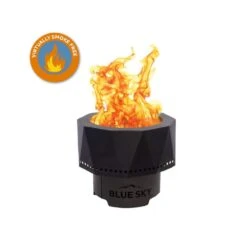 The Ridge 15.7 In. X 12.5 In. Round Steel Wood Pellet Portable Patio Fire Pit With Spark Screen, Lift And Carrying Bag -Fire Place Store black powder coated blue sky outdoor living wood burning fire pits pfp1513 c 40 1000