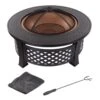 32 In. Steel Round Fire Pit With Spark Screen And Log Poker