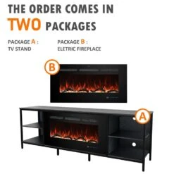 70 In. Electric Fireplace TV Stand With Metal Frame Fits TVs Up To 80 In. 13 Flame Colors, Thermostat, Balck -Fire Place Store black prismaster keeps your home stylish fireplace tv stands tsm36hspm03 76 1000