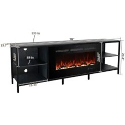 70 In. Electric Fireplace TV Stand With Metal Frame Fits TVs Up To 80 In. 13 Flame Colors, Thermostat, Balck -Fire Place Store black prismaster keeps your home stylish fireplace tv stands tsm36hspm03 fa 1000