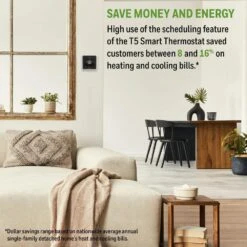 T5 7-Day Smart Wi-Fi Thermostat With Geofence Technology And Auto Changeover, Energy Star Certified -Fire Place Store black programmable thermostats rth8800wf2022 c3 1000