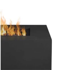 Aegean 36 In. W X 15 In. H Outdoor Square Powder Coated Steel Propane Fire Pit In Black With Lava Rocks -Fire Place Store black real flame gas fire pits c9812lp blk 1f 1000