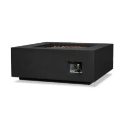 Aegean 36 In. W X 15 In. H Outdoor Square Powder Coated Steel Propane Fire Pit In Black With Lava Rocks -Fire Place Store black real flame gas fire pits c9812lp blk 44 1000