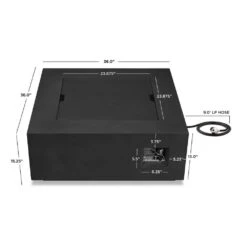 Aegean 36 In. W X 15 In. H Outdoor Square Powder Coated Steel Propane Fire Pit In Black With Lava Rocks -Fire Place Store black real flame gas fire pits c9812lp blk 4f 1000