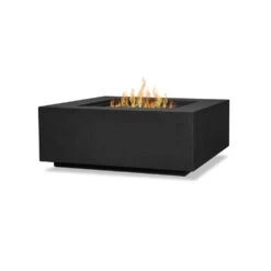 Aegean 36 In. W X 15 In. H Outdoor Square Powder Coated Steel Propane Fire Pit In Black With Lava Rocks -Fire Place Store black real flame gas fire pits c9812lp blk c3 1000