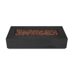 Aegean 70 In. L X 32 In. W Outdoor Rectangular Powder Coated Steel Propane Fire Pit In Black With Lava Rocks -Fire Place Store black real flame gas fire pits c9814lp blk a0 1000