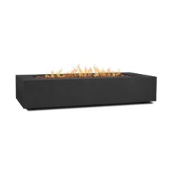 Aegean 70 In. L X 32 In. W Outdoor Rectangular Powder Coated Steel Propane Fire Pit In Black With Lava Rocks -Fire Place Store black real flame gas fire pits c9814lp blk c3 1000
