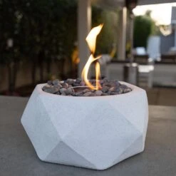 Geo 10.5 In. Indoor/Outdoor Concrete Tabletop Fire Bowl In Black -Fire Place Store black solo stove gas fire pits od tt geo blk 1f 1000