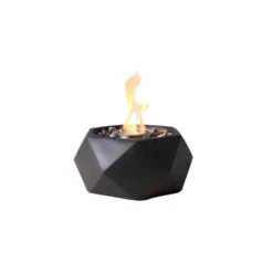 Geo 10.5 In. Indoor/Outdoor Concrete Tabletop Fire Bowl In Black
