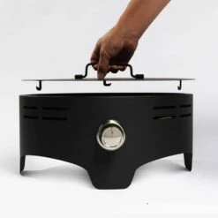 15 In. X 7 In. Round Propane Fire Pit, Portable Camping Fire Pit With Cooking Support Tabletop, Quick Connect Regulator -Fire Place Store black soten rugged tablet llc fire pit kits ml w853135526 4f 1000