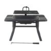 Darius 38 In. Black Square Firepit Laege Steel Fire Pits With Adjustable Cooktop BBQ Grill And Fire Poker For Outside
