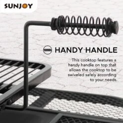 Darius 38 In. Black Square Firepit Laege Steel Fire Pits With Adjustable Cooktop BBQ Grill And Fire Poker For Outside -Fire Place Store black sunjoy wood burning fire pits a301027100 fa 1000