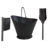 5-Gal. Iron Ash Bucket With Brush And Shovel - Black