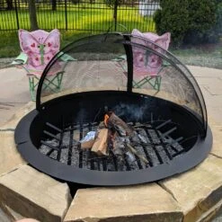 22 In. Easy Access Black Steel Fire Pit Spark Screen 18 22 In. Easy Access Black Steel Fire Pit Spark Screen -Fire Place Store black sunnydaze fire pit covers and accessories kf eos22 76 1000