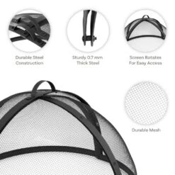 30 In. Easy Access Black Steel Fire Pit Spark Screen -Fire Place Store black sunnydaze fire pit covers and accessories kf eos30 66 1000
