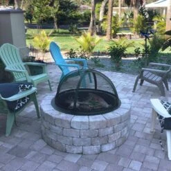 36 In. Easy Access Black Steel Fire Pit Spark Screen -Fire Place Store black sunnydaze fire pit covers and accessories kf eos36 31 1000