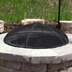 30 In. Round Black Steel Fire Pit Spark Screen -Fire Place Store black sunnydaze fire pit covers and accessories kf hds30 31 1000