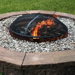 30 In. Round Black Steel Fire Pit Spark Screen -Fire Place Store black sunnydaze fire pit covers and accessories kf hds30 4f 1000
