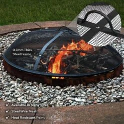40 In. Black Round Steel Fire Pit Spark Screen -Fire Place Store black sunnydaze fire pit covers and accessories kf hds40 44 1000