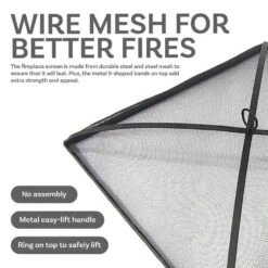 36 In. Square Steel Black Fire Pit Spark Screen -Fire Place Store black sunnydaze fire pit covers and accessories kf sqs36 1f 1000