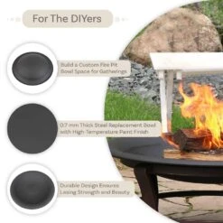 33 In. X 5 In. Round Classic Steel Replacement Wood-Burning Fire Pit Bowl -Fire Place Store black sunnydaze fire pit covers and accessories nb 183 76 1000