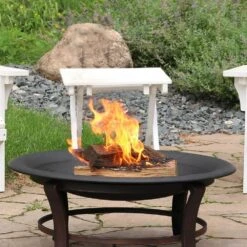 33 In. X 5 In. Round Classic Steel Replacement Wood-Burning Fire Pit Bowl -Fire Place Store black sunnydaze fire pit covers and accessories nb 183 fa 1000