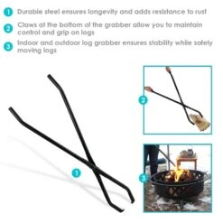 40 In. Firewood Log Claw Grabber 10 40 In. Firewood Log Claw Grabber -Fire Place Store black sunnydaze outdoor fireplaces lc 4101 1f 1000