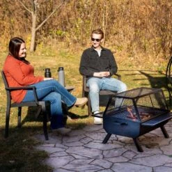 Steel Grilling Fire Pit With Cooking Grate And Spark Screen 13 Steel Grilling Fire Pit With Cooking Grate And Spark Screen -Fire Place Store black sunnydaze wood burning fire pits fsn 1921 1d 1000