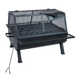 Steel Grilling Fire Pit With Cooking Grate And Spark Screen 17 Steel Grilling Fire Pit With Cooking Grate And Spark Screen -Fire Place Store black sunnydaze wood burning fire pits fsn 1921 4f 1000