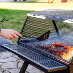 Steel Grilling Fire Pit With Cooking Grate And Spark Screen 14 Steel Grilling Fire Pit With Cooking Grate And Spark Screen -Fire Place Store black sunnydaze wood burning fire pits fsn 1921 66 1000