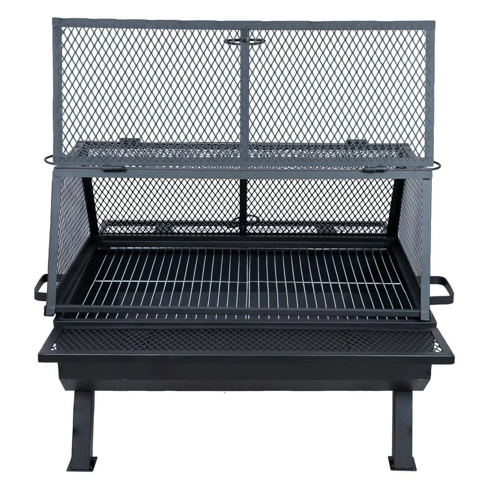 Steel Grilling Fire Pit With Cooking Grate And Spark Screen 5 Steel Grilling Fire Pit With Cooking Grate And Spark Screen - Image 5