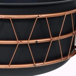 Trapezoid Pattern Oil-Rubbed Brown Steel Fire Pit With Cover -Fire Place Store black sunnydaze wood burning fire pits fsn 731 44 1000