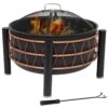Trapezoid Pattern Oil-Rubbed Brown Steel Fire Pit With Cover