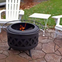 24 In. Black Crossweave Smokeless Fire Pit - -Fire Place Store black sunnydaze wood burning fire pits nb 977 1d 1000