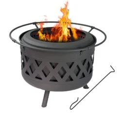 24 In. Black Crossweave Smokeless Fire Pit -