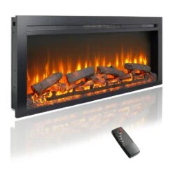 44 In. Recessed Wall Mounted Electric Fireplace In Black -Fire Place Store black toolcat wall mounted electric fireplaces pgk1 7 fp fa 1000