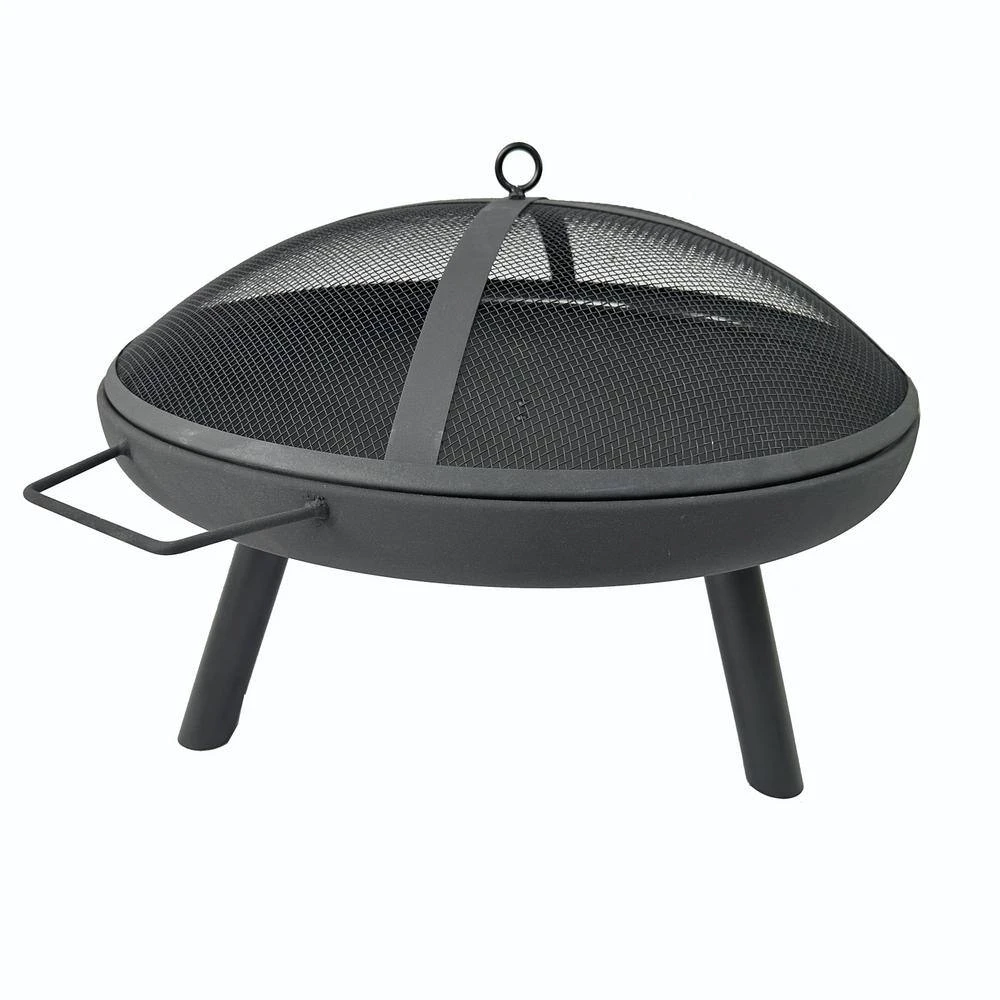 28.74 In. Round Portable Wood Burning Fire Pit Grill With Mesh For Backyard, Party In Black 2 28.74 In. Round Portable Wood Burning Fire Pit Grill With Mesh For Backyard, Party In Black - Image 2