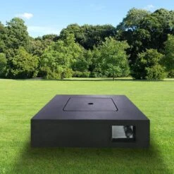 30 In. W Black Square Concrete Base Multi-fuel LP Gas Fire Pit With Electronic Adjustable Igition, Lava Rocks, 40000 BTU -Fire Place Store black tunearary gas fire pits gasfirepitlt8 40 1000