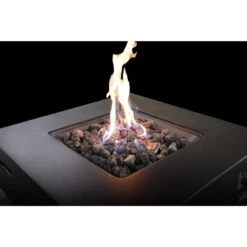 30 In. W Black Square Concrete Base Multi-fuel LP Gas Fire Pit With Electronic Adjustable Igition, Lava Rocks, 40000 BTU -Fire Place Store black tunearary gas fire pits gasfirepitlt8 4f 1000