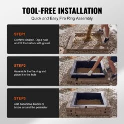 Fire Pit Ring Square 36 In. X 36 In. Outer Steel Liner DIY Campfire Ring Firepit For Outdoor Camping, Bonfires 12 Fire Pit Ring Square 36 In. X 36 In. Outer Steel Liner DIY Campfire Ring Firepit For Outdoor Camping, Bonfires -Fire Place Store black vevor fire pit covers and accessories fxhh30inch15xenibv0 44 1000