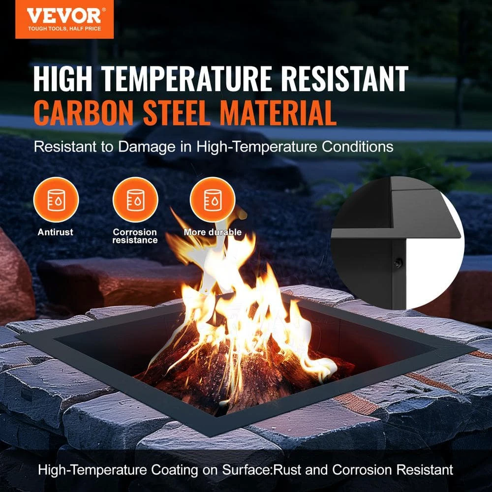 Fire Pit Ring Square 36 In. X 36 In. Outer Steel Liner DIY Campfire Ring Firepit For Outdoor Camping, Bonfires 2 Fire Pit Ring Square 36 In. X 36 In. Outer Steel Liner DIY Campfire Ring Firepit For Outdoor Camping, Bonfires - Image 2