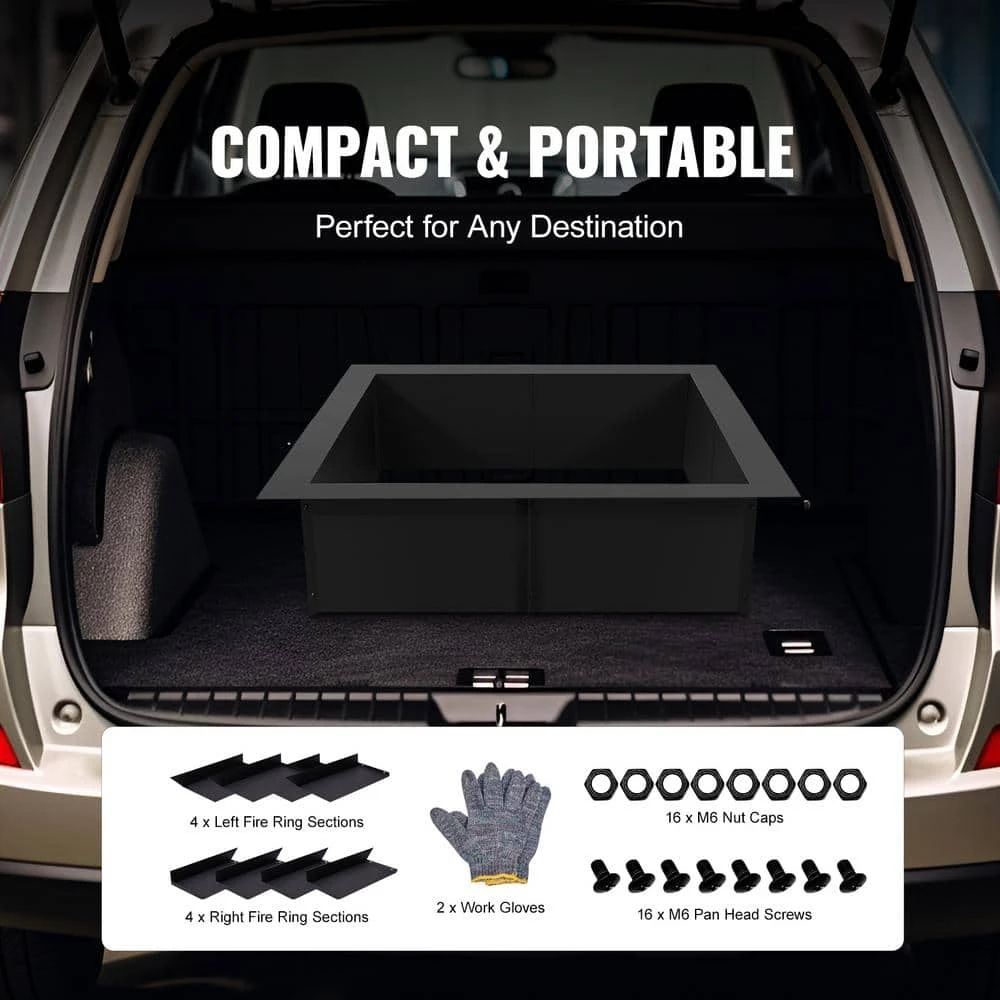 Fire Pit Ring Square 36 In. X 36 In. Outer Steel Liner DIY Campfire Ring Firepit For Outdoor Camping, Bonfires 6 Fire Pit Ring Square 36 In. X 36 In. Outer Steel Liner DIY Campfire Ring Firepit For Outdoor Camping, Bonfires - Image 6