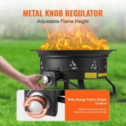 Propane Fire Pit, 24 In. Dia Outdoor Portable Gas Fire Pit, Adjustable Flame Height Camping Firepit, 58,000 BTU, Black -Fire Place Store black vevor gas fire pits bxsrqhk24ycbl1s54v0 1f 1000