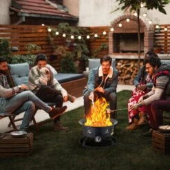 Propane Fire Pit, 24 In. Dia Outdoor Portable Gas Fire Pit, Adjustable Flame Height Camping Firepit, 58,000 BTU, Black -Fire Place Store black vevor gas fire pits bxsrqhk24ycbl1s54v0 31 1000